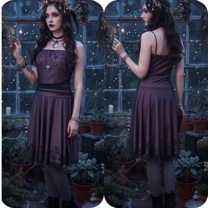Majora M Y2K Whimsigoth Fairy Grunge Dark Romantic Mesh Beaded Drop Waist Dress
